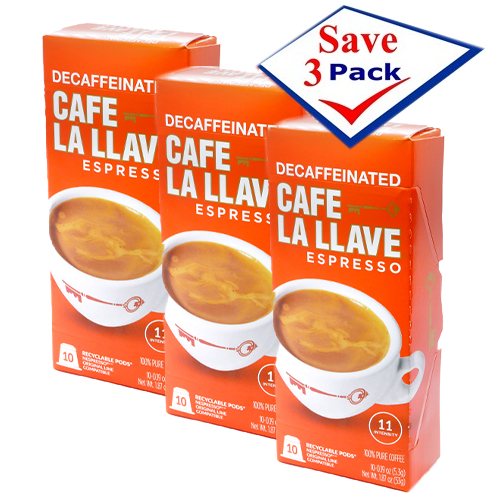 Cafe La Llave Espresso Decaffeinated Espresso Coffee 10 Pods Compatible with Nespresso Machines Pack